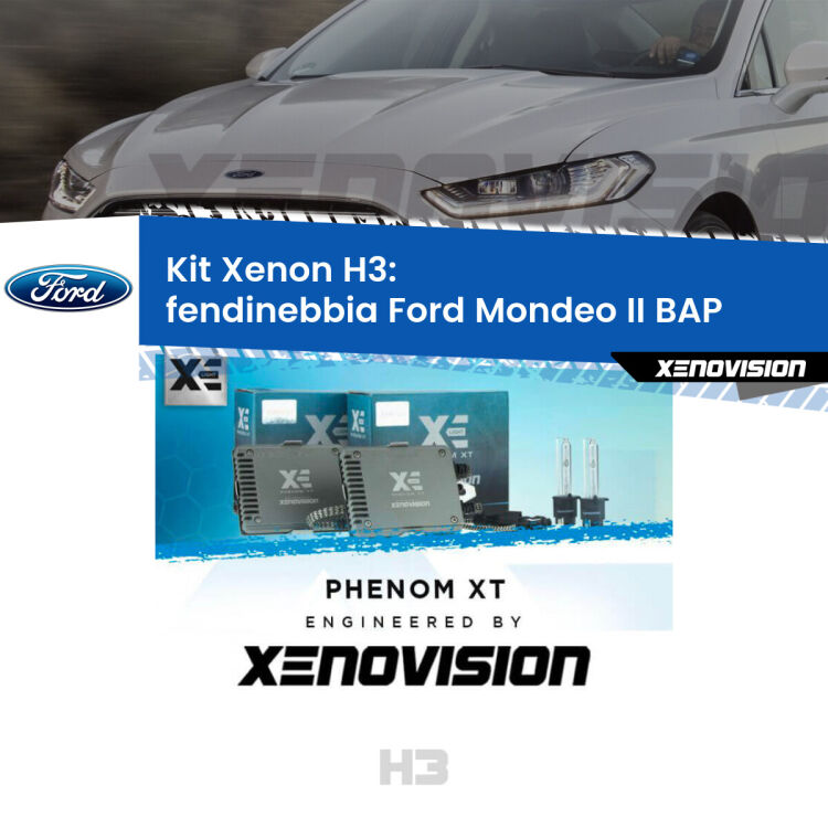 <strong>Kit Xenon H3 Professionale per fendinebbia Ford Mondeo II </strong> BAP 1996 - 2000. Taglio di luce perfetto, zero spie e riverberi. Leggendaria elettronica Canbus Xenovision. Qualità Massima Garantita.