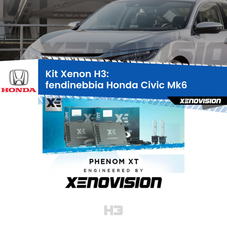<strong>Kit Xenon H3 Professionale per fendinebbia Honda Civic </strong> Mk6 1995 - 1999. Taglio di luce perfetto, zero spie e riverberi. Leggendaria elettronica Canbus Xenovision. Qualità Massima Garantita.