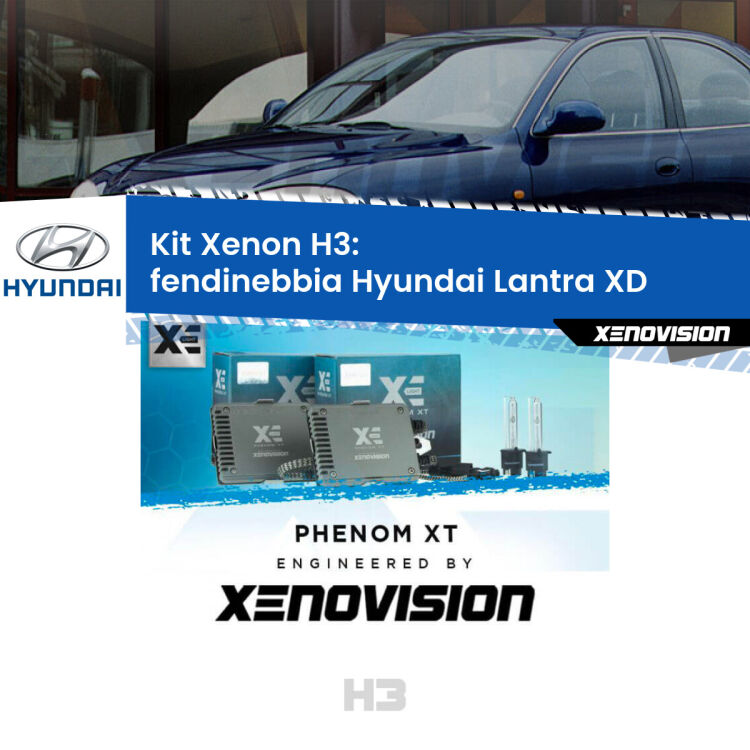 0 Kit Xenon H3 Canbus per Fendinebbia Hyundai Lantra XD 2000 - 2006 <strong>Kit Xenon H3 Professionale per fendinebbia Hyundai Lantra </strong> XD 2000 - 2006. Taglio di luce perfetto, zero spie e riverberi. Leggendaria elettronica Canbus Xenovision. Qualità Massima Garantita.