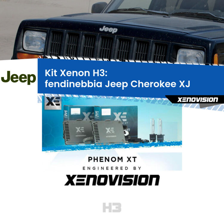 <strong>Kit Xenon H3 Professionale per fendinebbia Jeep Cherokee </strong> XJ 1984 - 2001. Taglio di luce perfetto, zero spie e riverberi. Leggendaria elettronica Canbus Xenovision. Qualità Massima Garantita.