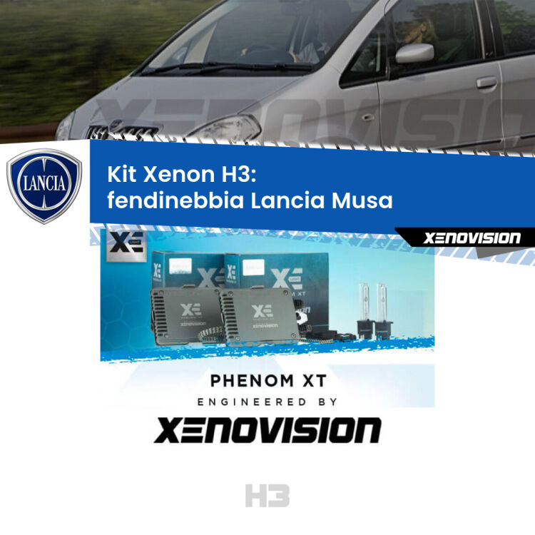 <strong>Kit Xenon H3 Professionale per fendinebbia Lancia Musa </strong>  2004 - 2012. Taglio di luce perfetto, zero spie e riverberi. Leggendaria elettronica Canbus Xenovision. Qualità Massima Garantita.