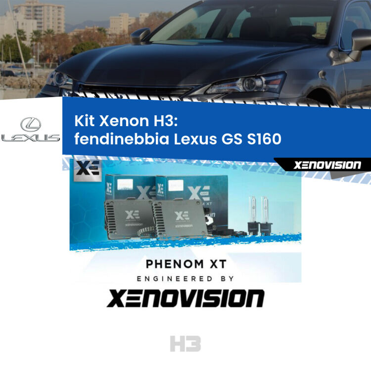 <strong>Kit Xenon H3 Professionale per fendinebbia Lexus GS </strong> S160 2000 - 2005. Taglio di luce perfetto, zero spie e riverberi. Leggendaria elettronica Canbus Xenovision. Qualità Massima Garantita.