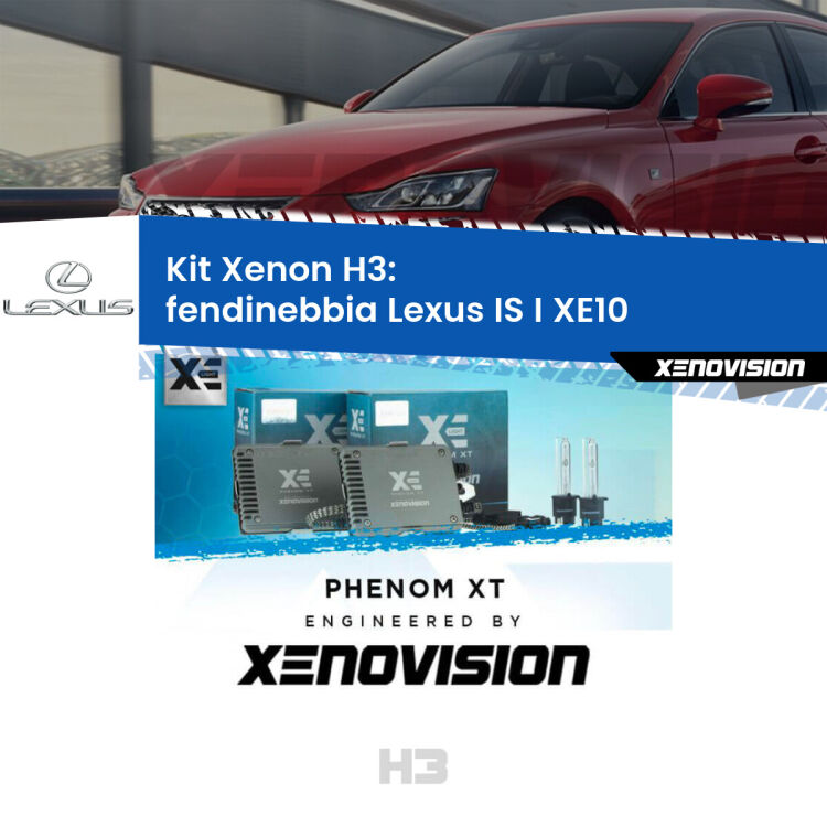 <strong>Kit Xenon H3 Professionale per fendinebbia Lexus IS I </strong> XE10 restyling. Taglio di luce perfetto, zero spie e riverberi. Leggendaria elettronica Canbus Xenovision. Qualità Massima Garantita.