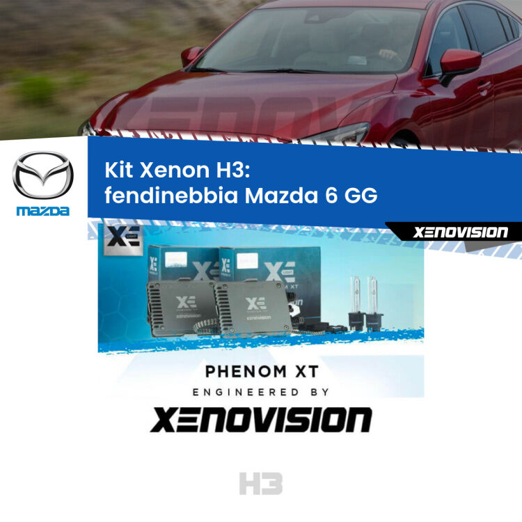 <strong>Kit Xenon H3 Professionale per fendinebbia Mazda 6 </strong> GG 2002 - 2007. Taglio di luce perfetto, zero spie e riverberi. Leggendaria elettronica Canbus Xenovision. Qualità Massima Garantita.