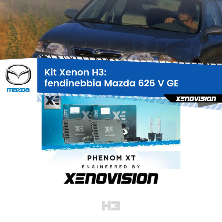 <strong>Kit Xenon H3 Professionale per fendinebbia Mazda 626 V </strong> GE 1992 - 1997. Taglio di luce perfetto, zero spie e riverberi. Leggendaria elettronica Canbus Xenovision. Qualità Massima Garantita.