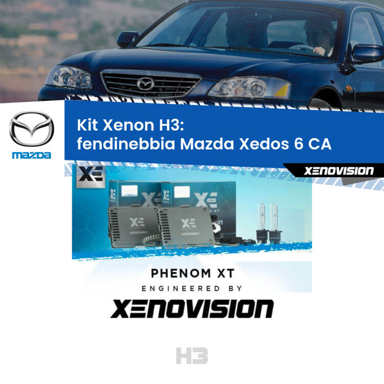 <strong>Kit Xenon H3 Professionale per fendinebbia Mazda Xedos 6 </strong> CA 1992 - 1999. Taglio di luce perfetto, zero spie e riverberi. Leggendaria elettronica Canbus Xenovision. Qualità Massima Garantita.