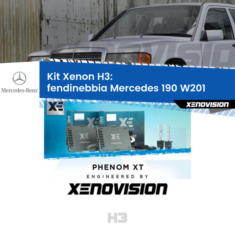 <strong>Kit Xenon H3 Professionale per fendinebbia Mercedes 190 </strong> W201 1982 - 1993. Taglio di luce perfetto, zero spie e riverberi. Leggendaria elettronica Canbus Xenovision. Qualità Massima Garantita.