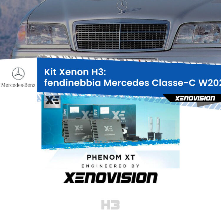 <strong>Kit Xenon H3 Professionale per fendinebbia Mercedes Classe-C </strong> W202 1993 - 1996. Taglio di luce perfetto, zero spie e riverberi. Leggendaria elettronica Canbus Xenovision. Qualità Massima Garantita.