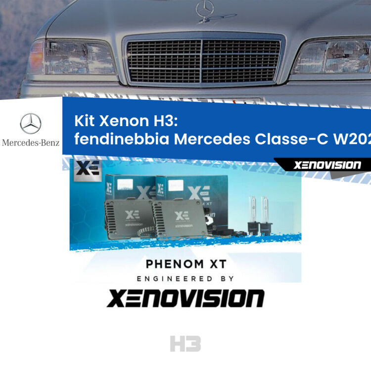 0 Kit Xenon H3 Canbus per Fendinebbia Mercedes Classe-C W202 1993 - 1996 <strong>Kit Xenon H3 Professionale per fendinebbia Mercedes Classe-C </strong> W202 1993 - 1996. Taglio di luce perfetto, zero spie e riverberi. Leggendaria elettronica Canbus Xenovision. Qualità Massima Garantita.