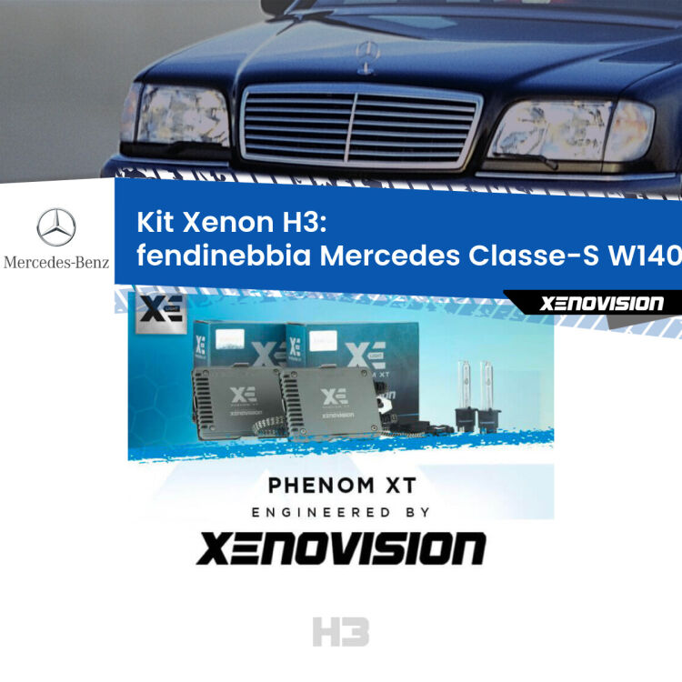 <strong>Kit Xenon H3 Professionale per fendinebbia Mercedes Classe-S </strong> W140 1991 - 1994. Taglio di luce perfetto, zero spie e riverberi. Leggendaria elettronica Canbus Xenovision. Qualità Massima Garantita.