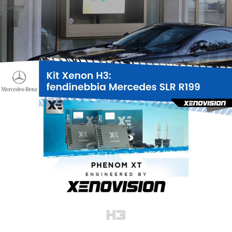 <strong>Kit Xenon H3 Professionale per fendinebbia Mercedes SLR </strong> R199 2004 in poi. Taglio di luce perfetto, zero spie e riverberi. Leggendaria elettronica Canbus Xenovision. Qualità Massima Garantita.