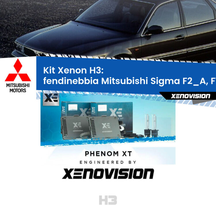 <strong>Kit Xenon H3 Professionale per fendinebbia Mitsubishi Sigma </strong> F2_A, F1_A 1990 - 1996. Taglio di luce perfetto, zero spie e riverberi. Leggendaria elettronica Canbus Xenovision. Qualità Massima Garantita.