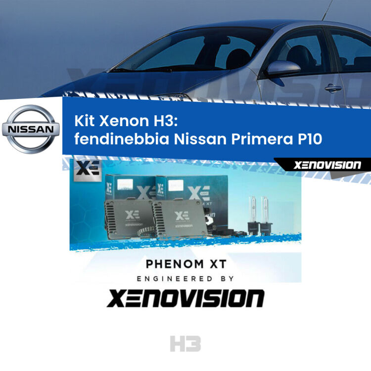 <strong>Kit Xenon H3 Professionale per fendinebbia Nissan Primera </strong> P10 1990 - 1996. Taglio di luce perfetto, zero spie e riverberi. Leggendaria elettronica Canbus Xenovision. Qualità Massima Garantita.