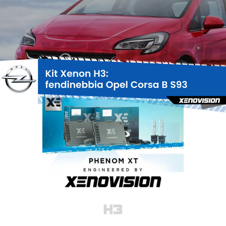 Kit Xenon H3 Canbus per Fendinebbia Opel Corsa B S93 1993 - 2000 <strong>Kit Xenon H3 Professionale per fendinebbia Opel Corsa B </strong> S93 1993 - 2000. Taglio di luce perfetto, zero spie e riverberi. Leggendaria elettronica Canbus Xenovision. Qualità Massima Garantita.