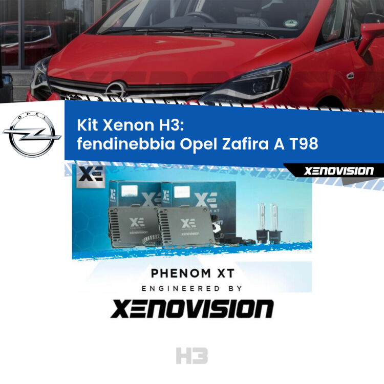 <strong>Kit Xenon H3 Professionale per fendinebbia Opel Zafira A </strong> T98 1999 - 2005. Taglio di luce perfetto, zero spie e riverberi. Leggendaria elettronica Canbus Xenovision. Qualità Massima Garantita.
