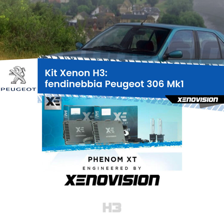 <strong>Kit Xenon H3 Professionale per fendinebbia Peugeot 306 </strong> Mk1 1993 - 2001. Taglio di luce perfetto, zero spie e riverberi. Leggendaria elettronica Canbus Xenovision. Qualità Massima Garantita.