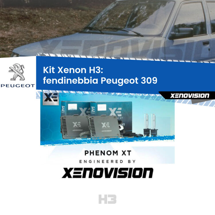 0 Kit Xenon H3 Canbus per Fendinebbia Peugeot 309 1989 - 1993 <strong>Kit Xenon H3 Professionale per fendinebbia Peugeot 309 </strong> 1989 - 1993. Taglio di luce perfetto, zero spie e riverberi. Leggendaria elettronica Canbus Xenovision. Qualità Massima Garantita.
