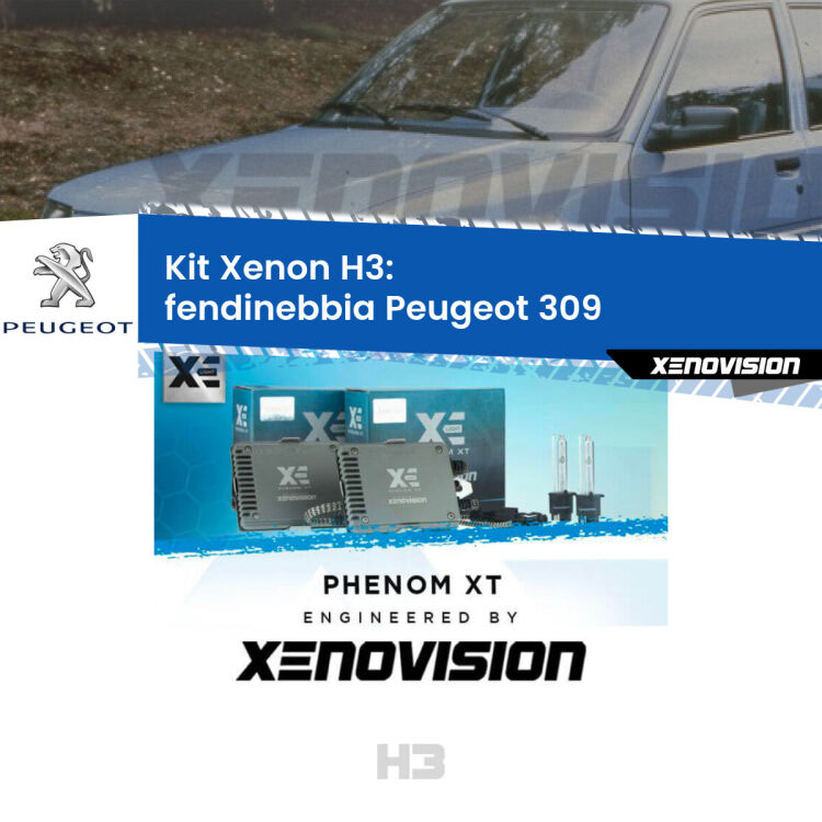 <strong>Kit Xenon H3 Professionale per fendinebbia Peugeot 309 </strong>  1989 - 1993. Taglio di luce perfetto, zero spie e riverberi. Leggendaria elettronica Canbus Xenovision. Qualità Massima Garantita.