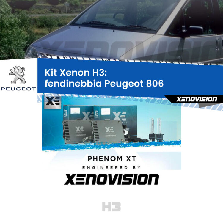 <strong>Kit Xenon H3 Professionale per fendinebbia Peugeot 806 </strong>  1994 - 2002. Taglio di luce perfetto, zero spie e riverberi. Leggendaria elettronica Canbus Xenovision. Qualità Massima Garantita.
