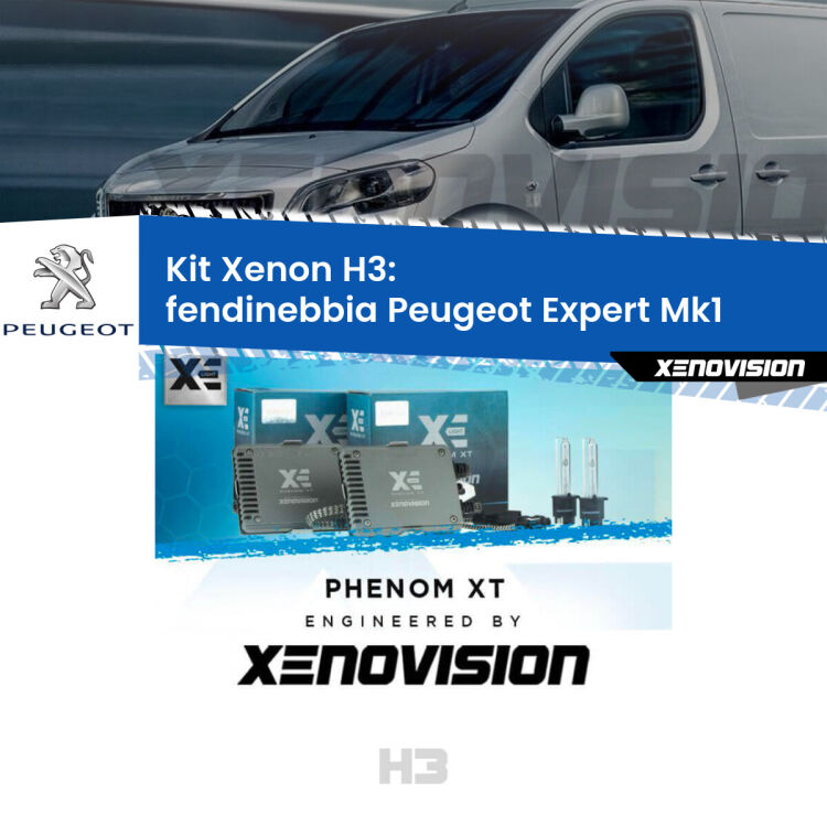 <strong>Kit Xenon H3 Professionale per fendinebbia Peugeot Expert </strong> Mk1 1996 - 2006. Taglio di luce perfetto, zero spie e riverberi. Leggendaria elettronica Canbus Xenovision. Qualità Massima Garantita.