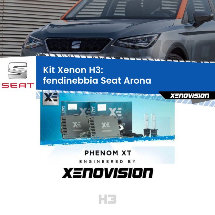 <strong>Kit Xenon H3 Professionale per fendinebbia Seat Arona </strong>  2017 in poi. Taglio di luce perfetto, zero spie e riverberi. Leggendaria elettronica Canbus Xenovision. Qualità Massima Garantita.