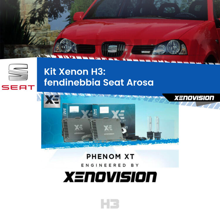 <strong>Kit Xenon H3 Professionale per fendinebbia Seat Arosa </strong>  1997 - 2004. Taglio di luce perfetto, zero spie e riverberi. Leggendaria elettronica Canbus Xenovision. Qualità Massima Garantita.