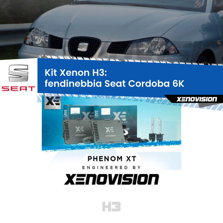 <strong>Kit Xenon H3 Professionale per fendinebbia Seat Cordoba </strong> 6K 1993 - 2000. Taglio di luce perfetto, zero spie e riverberi. Leggendaria elettronica Canbus Xenovision. Qualità Massima Garantita.