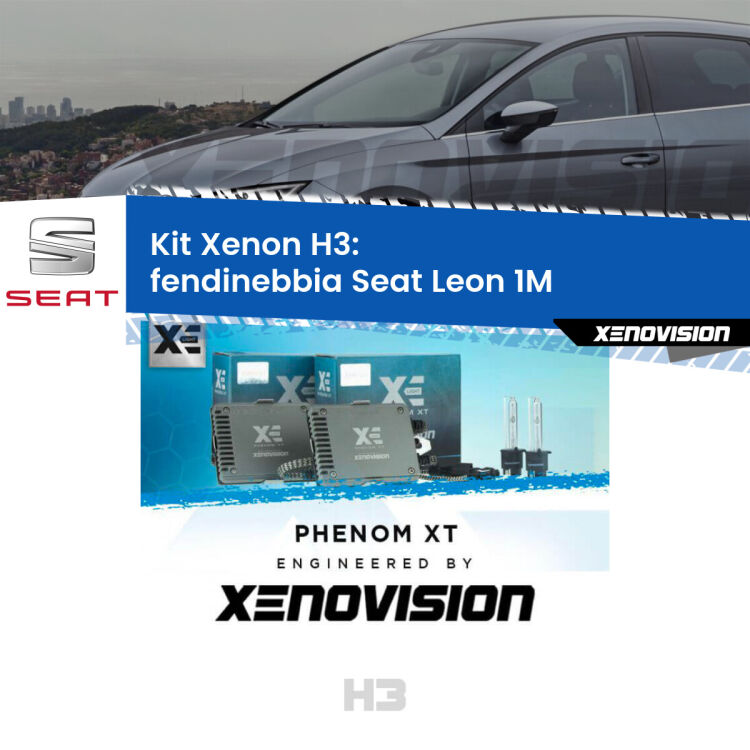 <strong>Kit Xenon H3 Professionale per fendinebbia Seat Leon </strong> 1M 1999 - 2006. Taglio di luce perfetto, zero spie e riverberi. Leggendaria elettronica Canbus Xenovision. Qualità Massima Garantita.