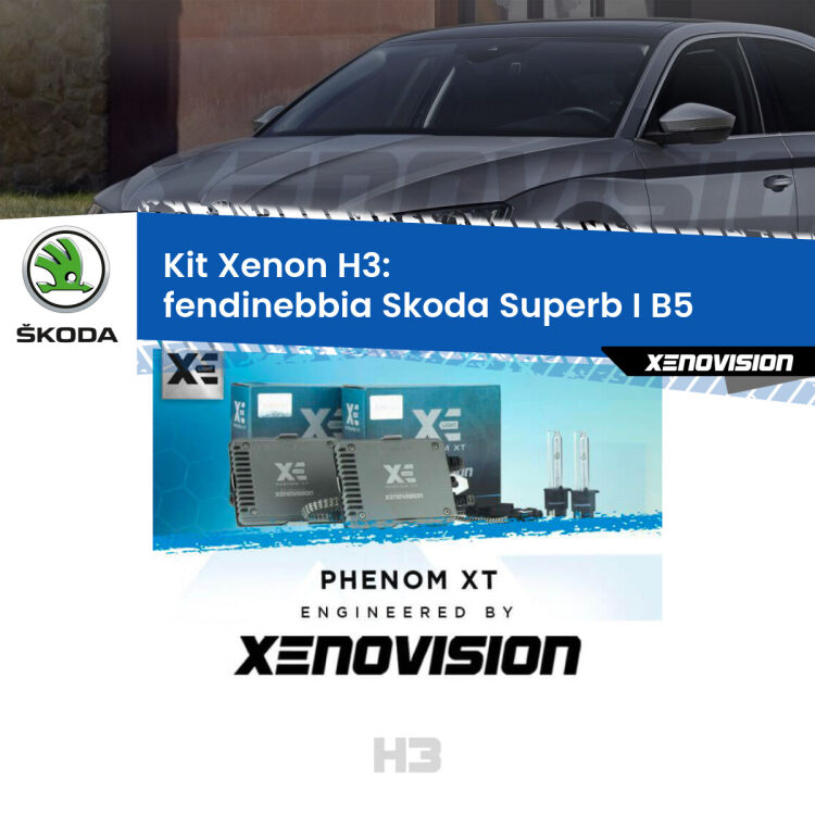 <strong>Kit Xenon H3 Professionale per fendinebbia Skoda Superb I </strong> B5 2001 - 2008. Taglio di luce perfetto, zero spie e riverberi. Leggendaria elettronica Canbus Xenovision. Qualità Massima Garantita.