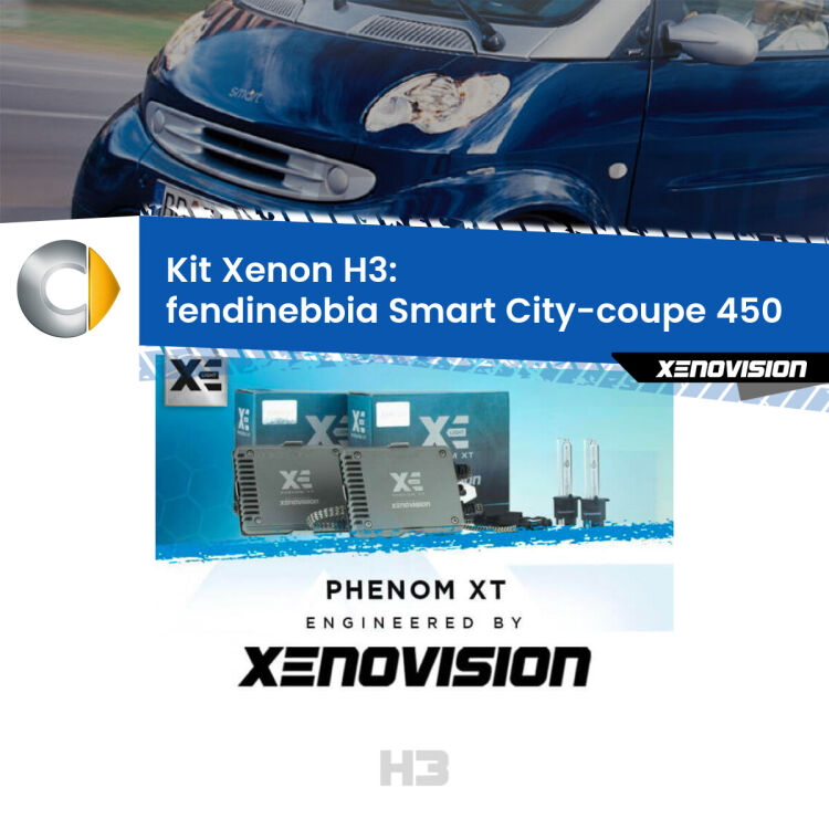<strong>Kit Xenon H3 Professionale per fendinebbia Smart City-coupe </strong> 450 1998 - 2004. Taglio di luce perfetto, zero spie e riverberi. Leggendaria elettronica Canbus Xenovision. Qualità Massima Garantita.
