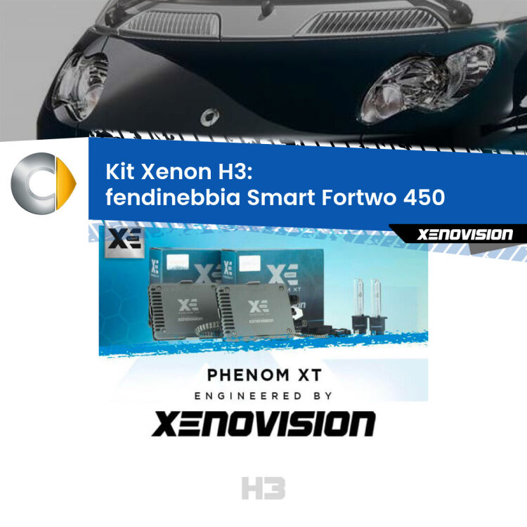 <strong>Kit Xenon H3 Professionale per fendinebbia Smart Fortwo </strong> 450 2004 - 2007. Taglio di luce perfetto, zero spie e riverberi. Leggendaria elettronica Canbus Xenovision. Qualità Massima Garantita.