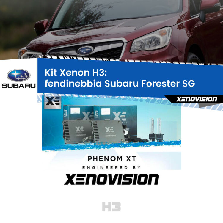 <strong>Kit Xenon H3 Professionale per fendinebbia Subaru Forester </strong> SG 2002 - 2012. Taglio di luce perfetto, zero spie e riverberi. Leggendaria elettronica Canbus Xenovision. Qualità Massima Garantita.