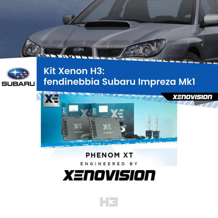Kit Xenon H3 Canbus per Fendinebbia Subaru Impreza Mk1 1992 - 2000 <strong>Kit Xenon H3 Professionale per fendinebbia Subaru Impreza </strong> Mk1 1992 - 2000. Taglio di luce perfetto, zero spie e riverberi. Leggendaria elettronica Canbus Xenovision. Qualità Massima Garantita.
