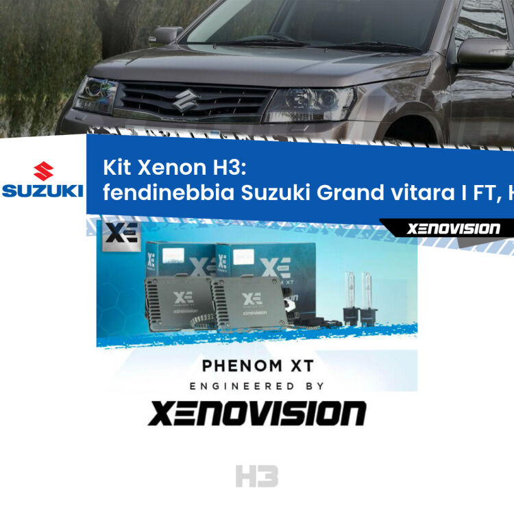 <strong>Kit Xenon H3 Professionale per fendinebbia Suzuki Grand vitara I </strong> FT, HT 1998 - 2006. Taglio di luce perfetto, zero spie e riverberi. Leggendaria elettronica Canbus Xenovision. Qualità Massima Garantita.