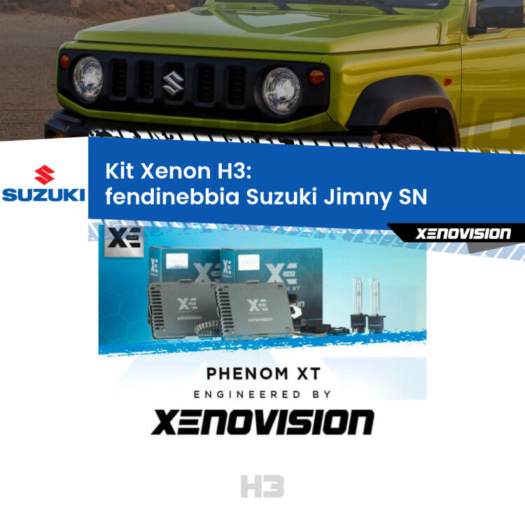 <strong>Kit Xenon H3 Professionale per fendinebbia Suzuki Jimny </strong> SN 1998 in poi. Taglio di luce perfetto, zero spie e riverberi. Leggendaria elettronica Canbus Xenovision. Qualità Massima Garantita.