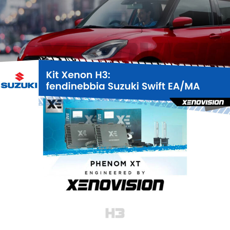 <strong>Kit Xenon H3 Professionale per fendinebbia Suzuki Swift </strong> EA/MA 1989 - 2003. Taglio di luce perfetto, zero spie e riverberi. Leggendaria elettronica Canbus Xenovision. Qualità Massima Garantita.