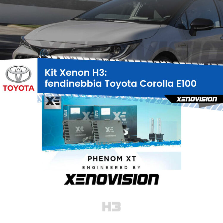 <strong>Kit Xenon H3 Professionale per fendinebbia Toyota Corolla </strong> E100 1992 - 1997. Taglio di luce perfetto, zero spie e riverberi. Leggendaria elettronica Canbus Xenovision. Qualità Massima Garantita.