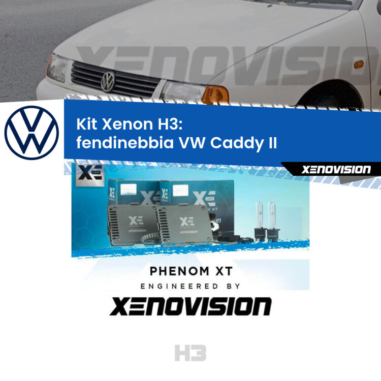 <strong>Kit Xenon H3 Professionale per fendinebbia VW Caddy II </strong>  1996 - 2004. Taglio di luce perfetto, zero spie e riverberi. Leggendaria elettronica Canbus Xenovision. Qualità Massima Garantita.