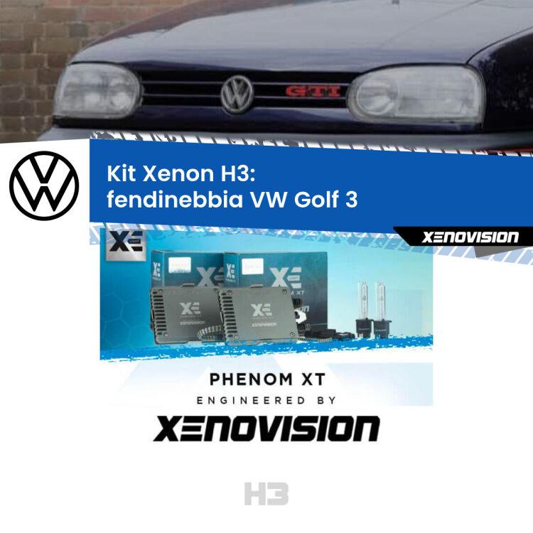 0 Kit Xenon H3 Canbus per Fendinebbia VW Golf 3 1991 - 1997 <strong>Kit Xenon H3 Professionale per fendinebbia VW Golf 3 </strong> 1991 - 1997. Taglio di luce perfetto, zero spie e riverberi. Leggendaria elettronica Canbus Xenovision. Qualità Massima Garantita.