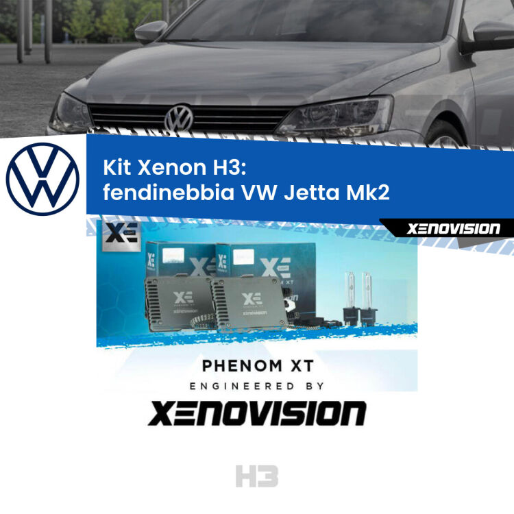 <strong>Kit Xenon H3 Professionale per fendinebbia VW Jetta </strong> Mk2 1984 - 1992. Taglio di luce perfetto, zero spie e riverberi. Leggendaria elettronica Canbus Xenovision. Qualità Massima Garantita.