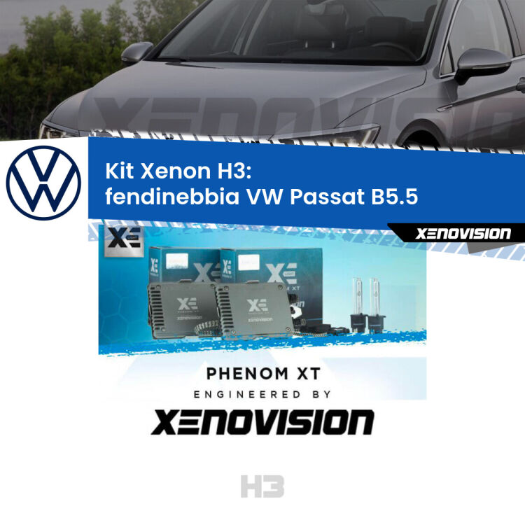 <strong>Kit Xenon H3 Professionale per fendinebbia VW Passat </strong> B5.5 2000 - 2005. Taglio di luce perfetto, zero spie e riverberi. Leggendaria elettronica Canbus Xenovision. Qualità Massima Garantita.