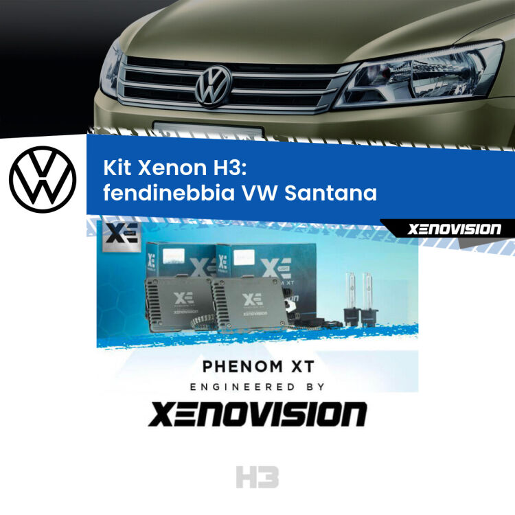 0 Kit Xenon H3 Canbus per Fendinebbia VW Santana 1995 - 2012 <strong>Kit Xenon H3 Professionale per fendinebbia VW Santana </strong> 1995 - 2012. Taglio di luce perfetto, zero spie e riverberi. Leggendaria elettronica Canbus Xenovision. Qualità Massima Garantita.