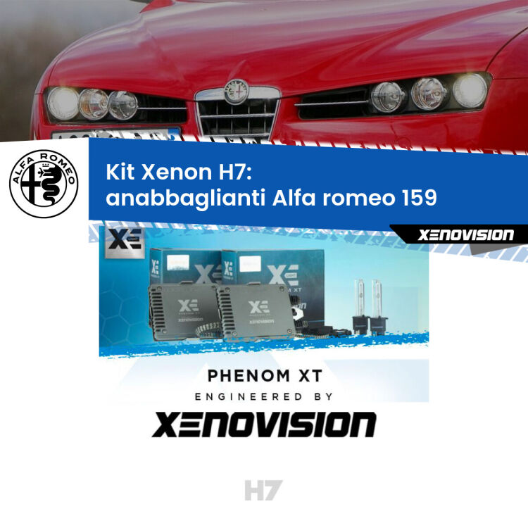 <strong>Kit Xenon H7 Professionale per Alfa romeo 159 </strong>  (2005 - 2012). Taglio di luce perfetto, zero spie e riverberi. Leggendaria elettronica Canbus Xenovision. Qualità Massima Garantita.