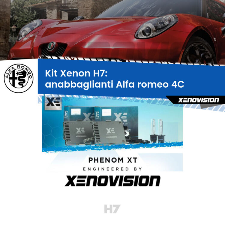 <strong>Kit Xenon H7 Professionale per Alfa romeo 4C </strong>  (2013 in poi). Taglio di luce perfetto, zero spie e riverberi. Leggendaria elettronica Canbus Xenovision. Qualità Massima Garantita.