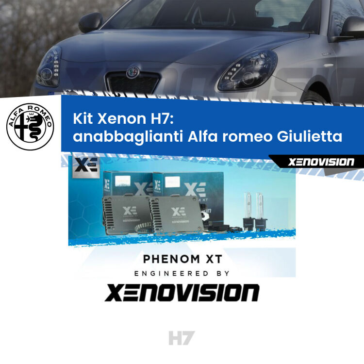 <strong>Kit Xenon H7 Professionale per Alfa romeo Giulietta </strong>  (2010 in poi). Taglio di luce perfetto, zero spie e riverberi. Leggendaria elettronica Canbus Xenovision. Qualità Massima Garantita.