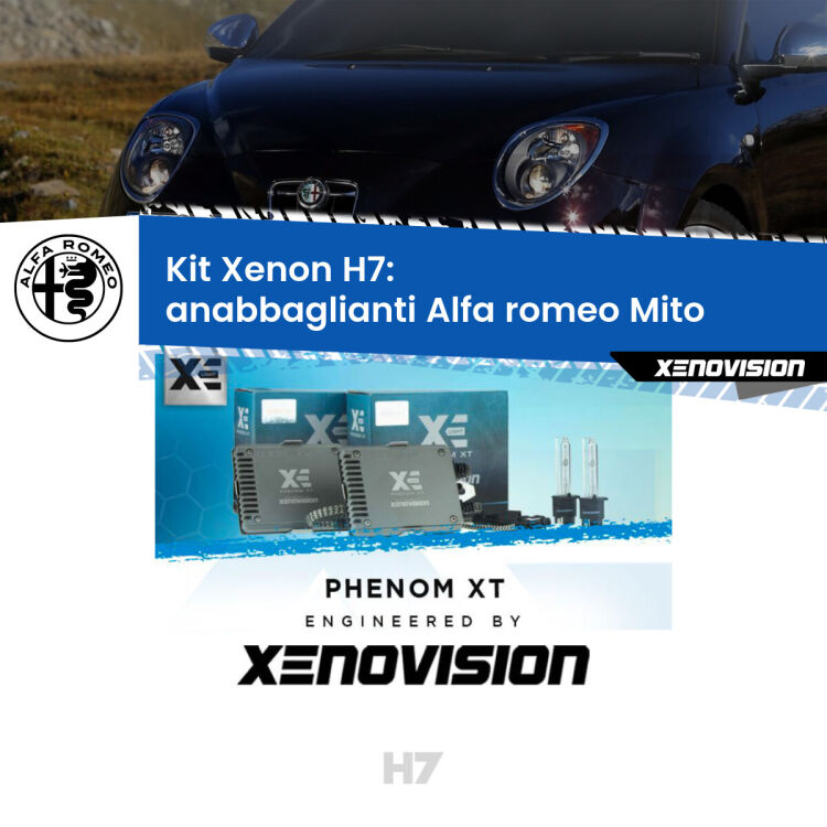 <strong>Kit Xenon H7 Professionale per Alfa romeo Mito </strong>  (2008 - 2018). Taglio di luce perfetto, zero spie e riverberi. Leggendaria elettronica Canbus Xenovision. Qualità Massima Garantita.