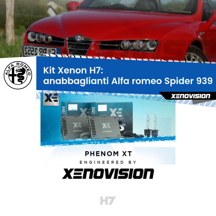 <strong>Kit Xenon H7 Professionale per Alfa romeo Spider </strong> 939 (2006 - 2010). Taglio di luce perfetto, zero spie e riverberi. Leggendaria elettronica Canbus Xenovision. Qualità Massima Garantita.