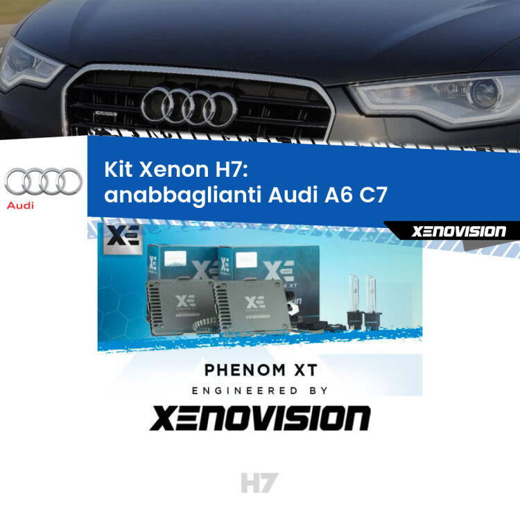 <strong>Kit Xenon H7 Professionale per Audi A6 </strong> C7 (2010 - 2018). Taglio di luce perfetto, zero spie e riverberi. Leggendaria elettronica Canbus Xenovision. Qualità Massima Garantita.