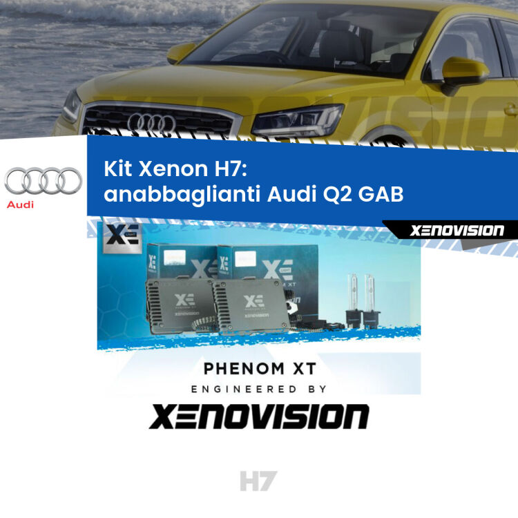 <strong>Kit Xenon H7 Professionale per Audi Q2 </strong> GAB (2016 - 2018). Taglio di luce perfetto, zero spie e riverberi. Leggendaria elettronica Canbus Xenovision. Qualità Massima Garantita.