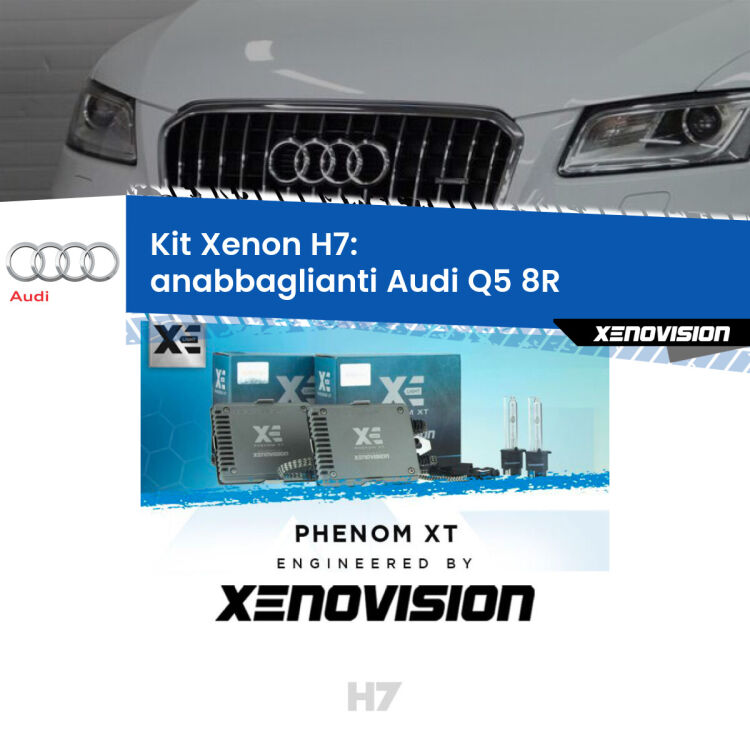 <strong>Kit Xenon H7 Professionale per Audi Q5 </strong> 8R (2008 - 2017). Taglio di luce perfetto, zero spie e riverberi. Leggendaria elettronica Canbus Xenovision. Qualità Massima Garantita.